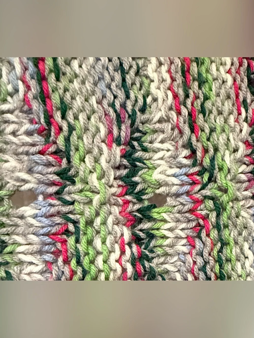 Multi-color striped handmade Crochet vintage blanket green pink blue cream hues